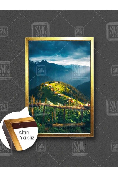SML TABLO Pokut Yaylası Doğa Manzarası Karadeniz Rize Dumanlı Dağlar Çerçevel...