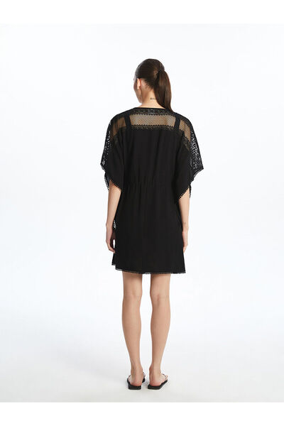 LC Waikiki V-Neck Lace Detailed Beach Dress