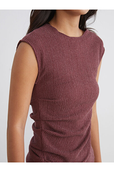 LC Waikiki Artı Yeni Sezon Bisiklet Yaka Dokulu Büzgülü Bluz