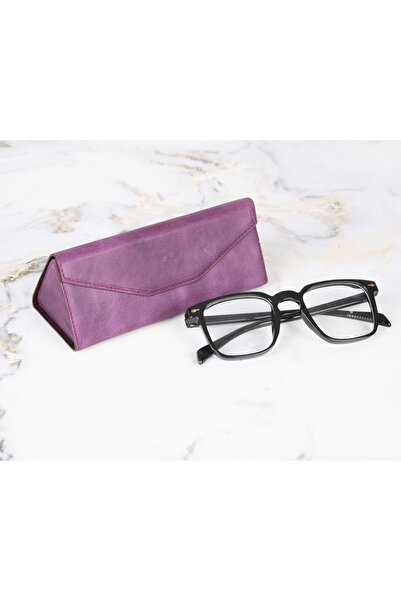 buğrahayalin Genuine Leather, Handmade Eyewear Case– Magnetic Closure, Triangle Design, Stylish, Durable