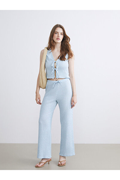 LC Waikiki Özmarka Νέα Σεζόν Γυναικείο Παντελόνι με Ελαστική Μέση και Διάτρητ...