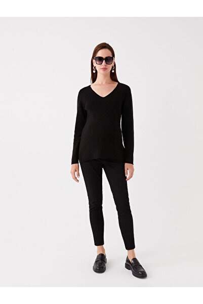 LC Waikiki Siyah Karın Panelli Düz Hamile Pantolon