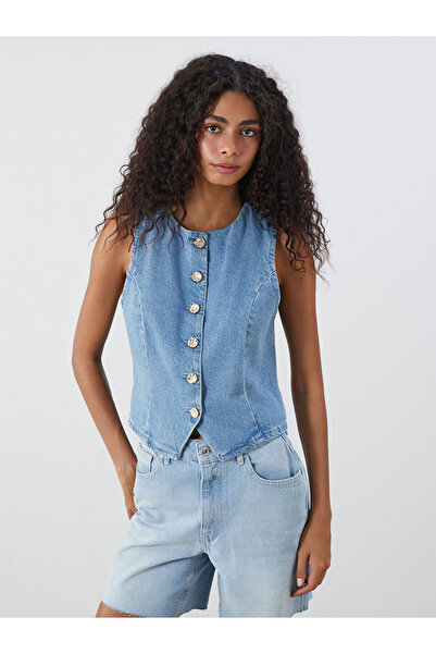 LC Waikiki Özmarka Нова колекция Дамско дънково яке с велосипедна яка