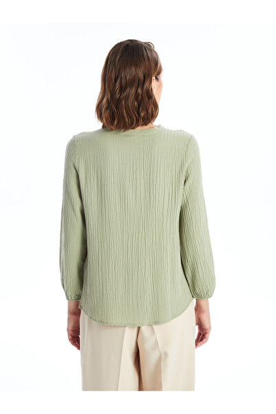 LC Waikiki Özmarka Yeni Sezon Bağlamalı Yaka Dokulu Kadın Bluz