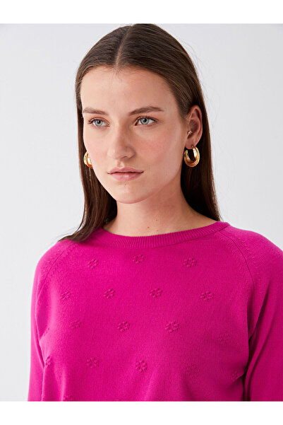 LC Waikiki Bisiklet Yaka Kendinden Desenli Uzun Kollu Kadın Triko Kazak