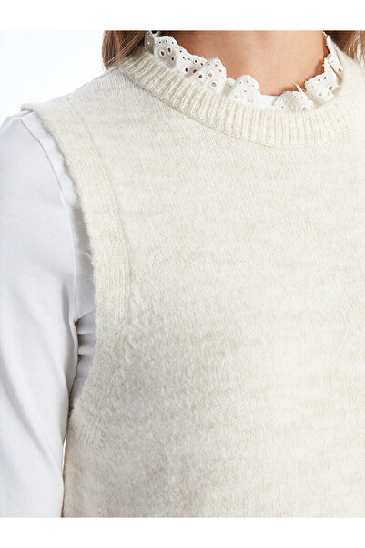 LC Waikiki Dámský pletený svetr Stand Collar Frilly