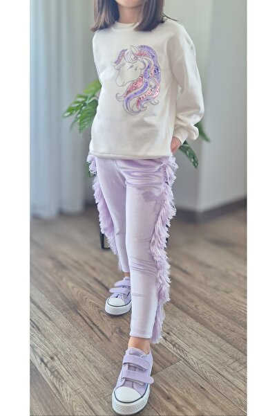 BALKABAĞI Rodeo / Pony Set Tasseled Leggings & Embroidered Sweatshirt (2-8 Years Old)