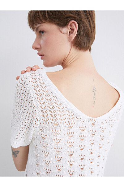 LC Waikiki Vizyon New Season V-Neck Openwork Women's Knitwear Sweater