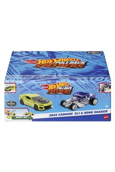 HOT WHEELS SET 2 METAL CARS PULL BACK 2022 CAMARO ZL1 AND BONE SHAKER 1:43