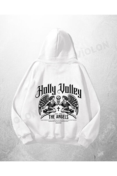 Violon Λευκό Unisex Holly Jolly με τύπωμα oversized Φούτερ με κουκούλα