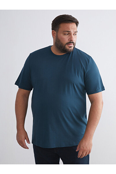 LC Waikiki Plus New Season Large Size Basic Combed Cotton Men's T-Shirt