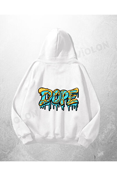 Violon Λευκό φούτερ με κουκούλα Unisex Dope με τύπωμα oversized