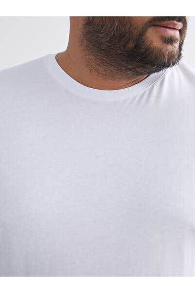 LC Waikiki Ανδρικό μπλουζάκι Peak New Season Plus Size Basic από βαμβακερό χτενισμένο βαμβάκι