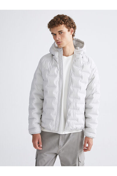 LC Waikiki Gray Slim Fit Hooded Men's Puffer Jacket