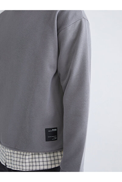 LC Waikiki Cey New Season Crew Neck Embroidered Men's Thick Sweatshirt