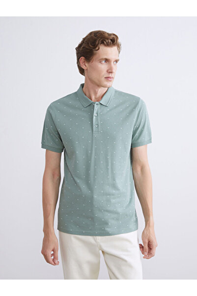 LC Waikiki Ανδρικό μπλουζάκι LCWAIKIKI Classic Green Polo με μοτίβο πικέ