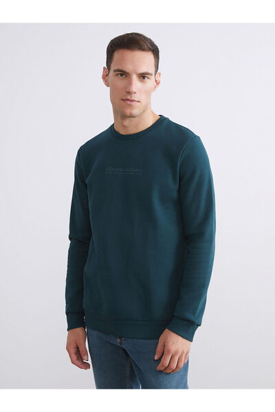 LC Waikiki New Season Crew Neck Printed Men's Thick Sweatshirt