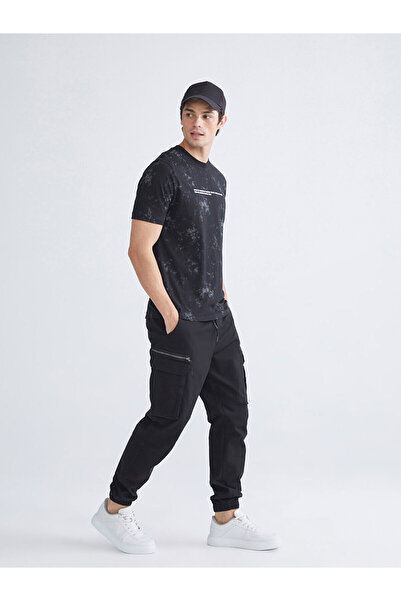 LC Waikiki Ανδρικό παντελόνι Cargo Gabardine μαύρο στάνταρ κομμένο