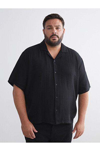 LC Waikiki Cămașă pentru bărbați din muselină cu mânecă scurtă, cu guler reso...