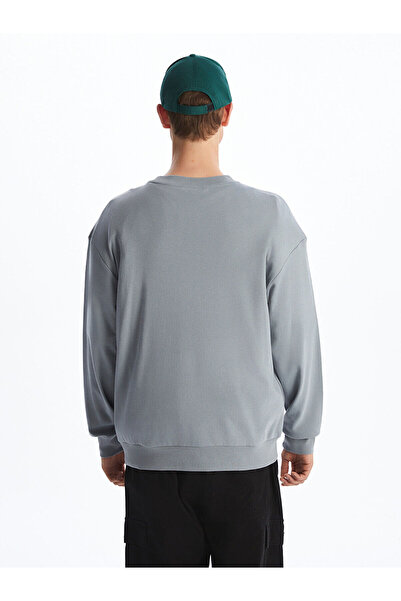 LC Waikiki Ανδρικό φούτερ με στάμπα σε γκρι λαιμόκοψη