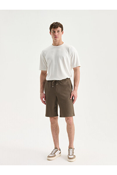 LC Waikiki Khaki Standard Fit Linen Look Men's Shorts