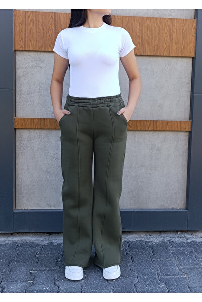 siyalife Φούτερ με φαρδιά πόδια, 3 νήματα, εσωτερικό φλις, στριφτό σχέδιο