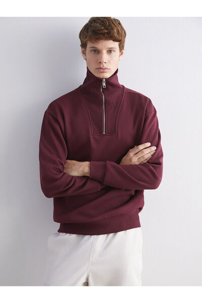 LC Waikiki New Season Zippered Stand Collar Men's Thick Sweatshirt