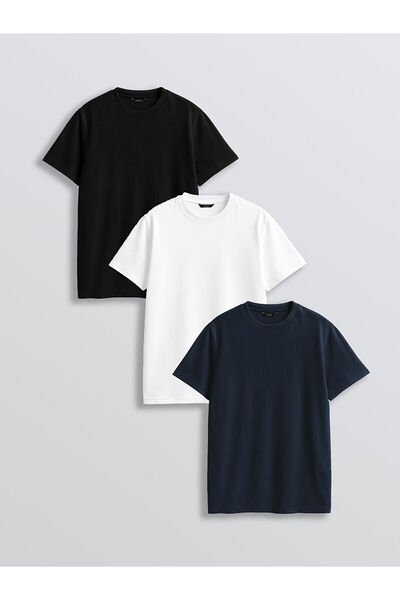 LC Waikiki Plus Size Crew Neck Combed Cotton Men's T-Shirt