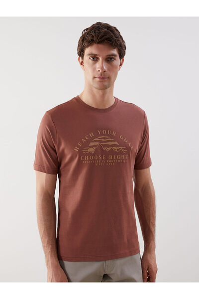 LC Waikiki طاقم الرقبة المطبوعة تي شيرت رجالي