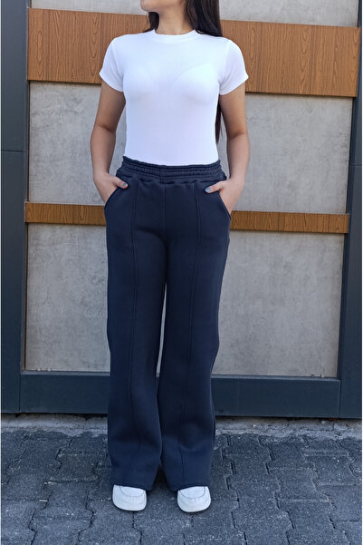 siyalife Φούτερ με φαρδιά πόδια, 3 νήματα, εσωτερικό φλις, στριφτό σχέδιο