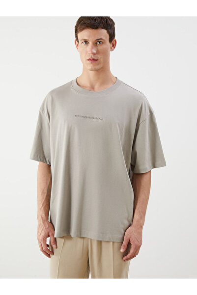 LC Waikiki Nevavm Men's T-Shirt with Oval Collar and Printed Design