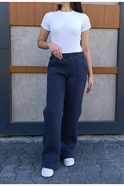 siyalife Φούτερ με φαρδιά πόδια, 3 νήματα, εσωτερικό φλις, στριφτό σχέδιο