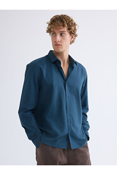 LC Waikiki Cămașă pentru bărbați din gabardină cu mânecă lungă, cu formă obiș...