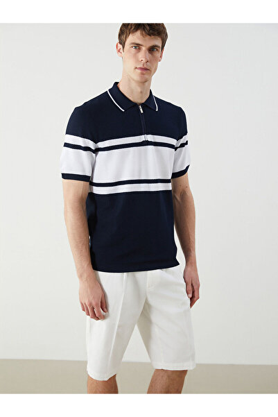 LC Waikiki Polo Yaka Kısa Kollu Çizgili Erkek Triko Kazak