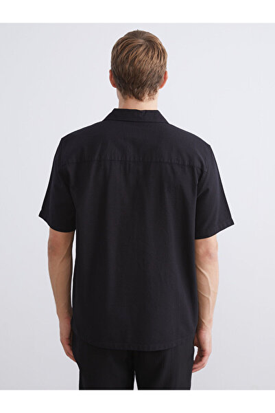 LC Waikiki Black Regular Fit Short Sleeve Oxford Men's Shirt