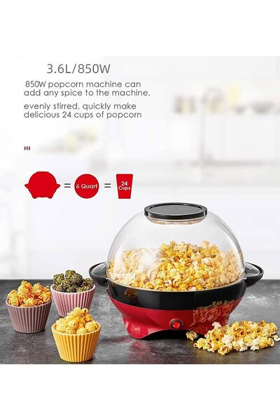 Generic Mini Automatic Electric Hot Air Popcorn Maker 5L Large Capacity Portable Red