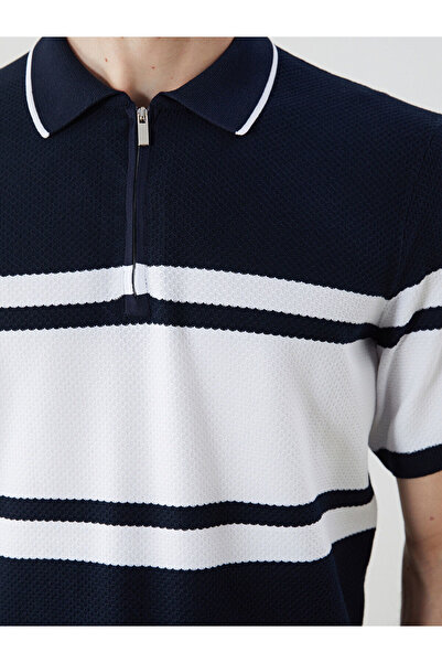 LC Waikiki Polo Yaka Kısa Kollu Çizgili Erkek Triko Kazak