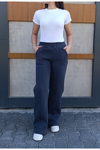 siyalife Φούτερ με φαρδιά πόδια, 3 νήματα, εσωτερικό φλις, στριφτό σχέδιο