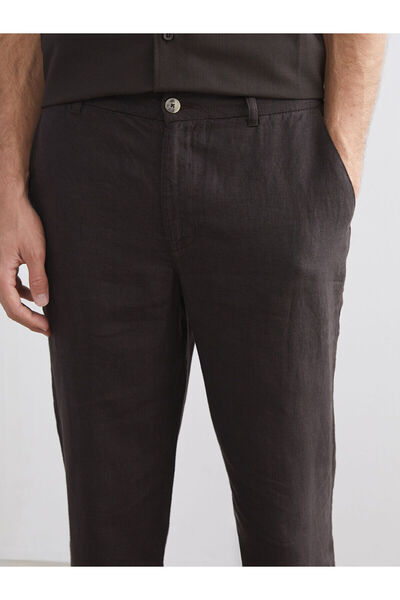 LC Waikiki Brown Standard Fit 100% Linen Men's Trousers