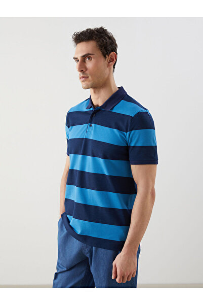 LC Waikiki Nevavm with a Difference Polo Collar Short Sleeve Striped Pique Me...