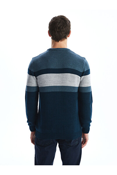 LC Waikiki Crew Neck Long Sleeve Color Blocked Men's Knitwear Sweater