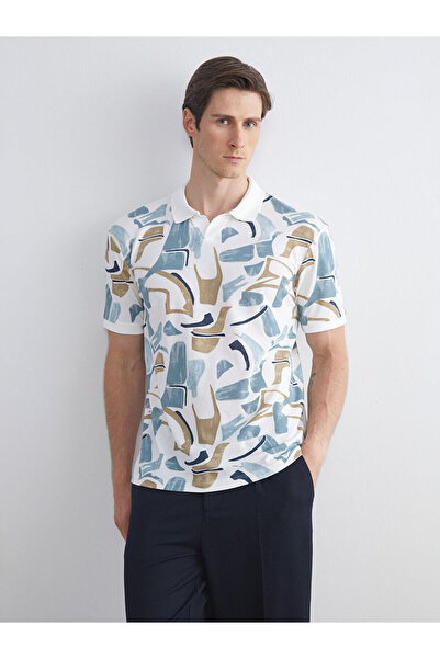 LC Waikiki Ανδρικό μπλουζάκι LCW Vision Ecru με μοτίβο πόλο με λαιμόκοψη