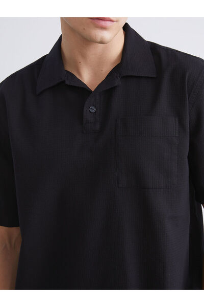 LC Waikiki Black Regular Fit Short Sleeve Oxford Men's Shirt