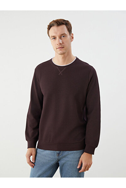 LC Waikiki سويت شيرت رجالي بأكمام طويلة وياقة دائرية من البرقوق