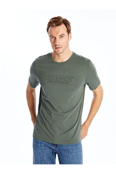 LC Waikiki طاقم الرقبة قصيرة الأكمام المطبوعة بتمشيط تي شيرت رجالي