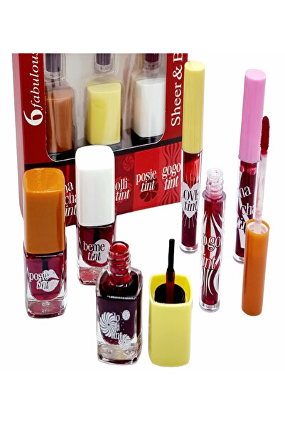 de Lip&Cheek Tints Set, 3 liquid lipsticks and 3 liquid blushes