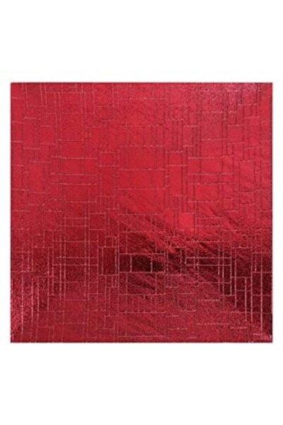 OEMN Tavă decorativă pătrată din plastic roșu cu model liniar 30 x 30 cm