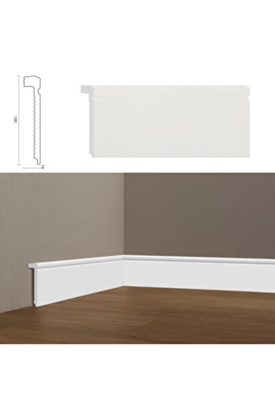 MallDeco Plintă din duropolimer alb, interior, lățime 120 mm