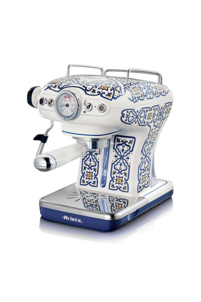 ARIETE Espressor Capri 1389/1C, 850W, 15 bar, 0,9 l, Aparat de aburit lapte, Capsule măcinate și ESE, Alb/Albastru