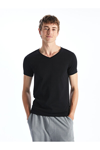 LC Waikiki Mg Trend'En Black V-Neck Short Sleeve Men's Undershirt